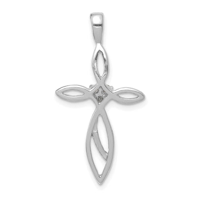 14K White Gold AA Diamond Cross Pendant, 30.5 x 15.5mm