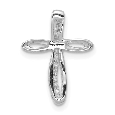 14K White Gold AA Diamond Cross Pendant, 17 x 12.5mm