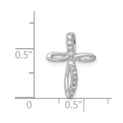 14K White Gold AA Diamond Cross Pendant, 17 x 12.5mm