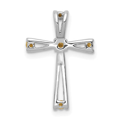 14K White Gold AA Diamond Cross Pendant, 18 x 12mm