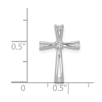 14K White Gold AA Diamond Cross Pendant, 18 x 12mm