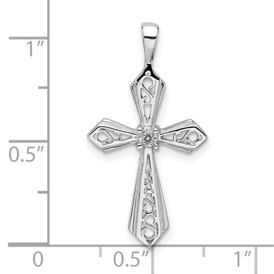 14K White Gold Cross Pendant Mounting, 28 x 14mm
