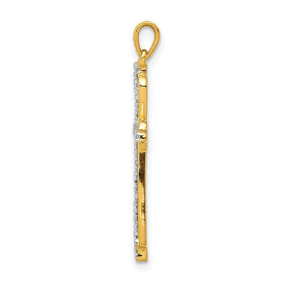 14K & rhodium Diamond Cross Pendant, 29 x 16.5mm