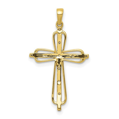 14K & rhodium Diamond Cross Pendant, 29 x 16.5mm
