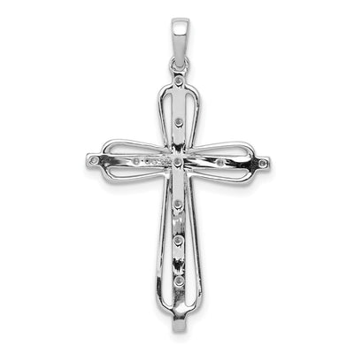 14K & rhodium Diamond Cross Pendant, 36 x 21mm