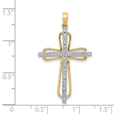 14K & rhodium Diamond Cross Pendant, 36 x 21mm