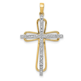 14k & rhodium Diamond Cross Pendant (Style PM5066-006-YA)