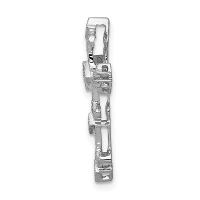 14K White Gold 1/. Diamond Filigree Cross Chain Slide, 22.5 x 16.25mm