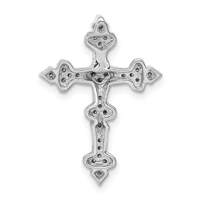 14K White Gold 1/. Diamond Filigree Cross Chain Slide, 22.5 x 16.25mm