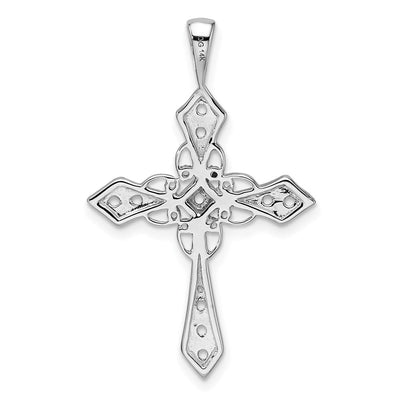 14K White Gold AA Diamond Passion Cross Pendant, 33 x 20.5mm