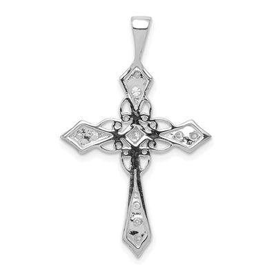 14K White Gold AA Diamond Passion Cross Pendant, 33 x 20.5mm