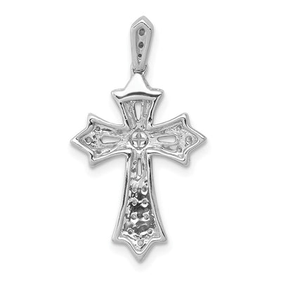 14K White Gold 1/. Diamond Fleur de Lis Cross Pendant