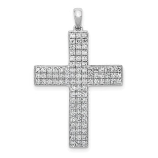 14k White Gold . Diamond Latin Cross Pendant (Style PM5098-100-WA)