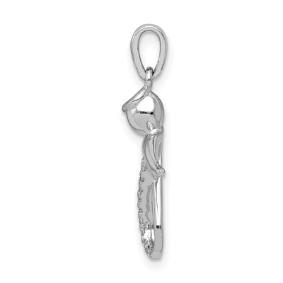 14K White Gold Diamond Infinity Angel Pendant