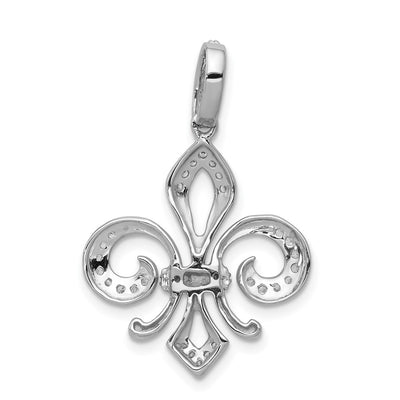14K Two-Tone Diamond Fleur De Lis Pendant