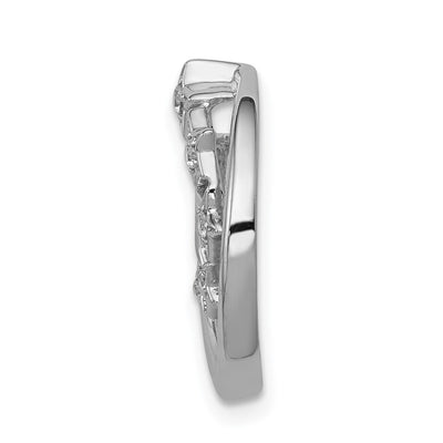 14K White Gold Diamond Stars Chain Slide