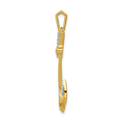 14K Diamond Fish Hook Pendant