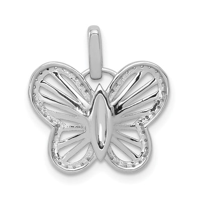 14K White Gold Diamond Butterfly Pendant