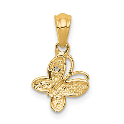14K Polished .. Diamond Butterfly Pendant, 16.8 x 9.9mm