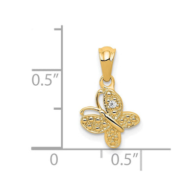 14K Polished .. Diamond Butterfly Pendant, 16.8 x 9.9mm