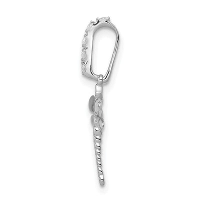 14K White Gold Blue and White Diamond Dragonfly Pendant