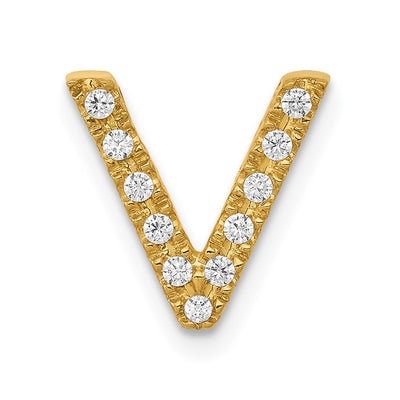 14K Diamond Letter V Initial Charm
