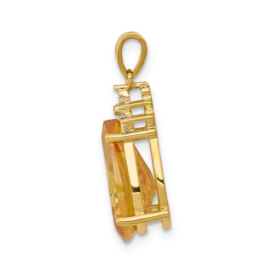 14K Pear Citrine & Diamond Pendant