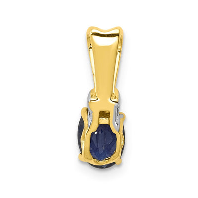 14K with White Rhodium Diamond and Oval Sapphire Pendant
