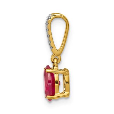 14K Diamond and .91 Oval Ruby Pendant