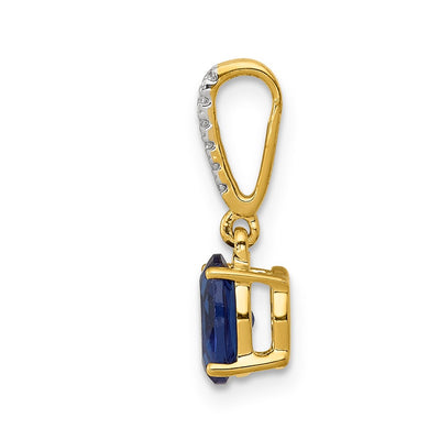 14K Diamond and 1.04 Oval Sapphire Pendant