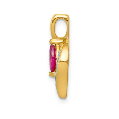 14K Diamond and .25 Marquise Ruby Chain Slide