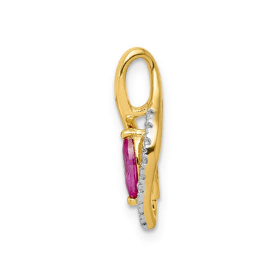 14K Diamond and .32 Marquise Ruby Chain Slide