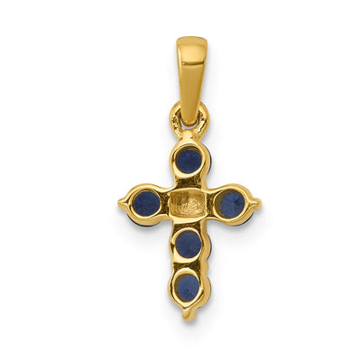 14K Sapphire and Diamond Cross Pendant
