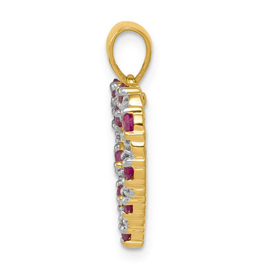 14K Diamond and .35 Ruby Heart Pendant