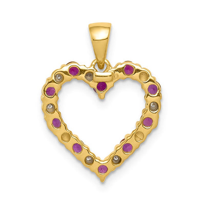 14K Diamond and .35 Ruby Heart Pendant