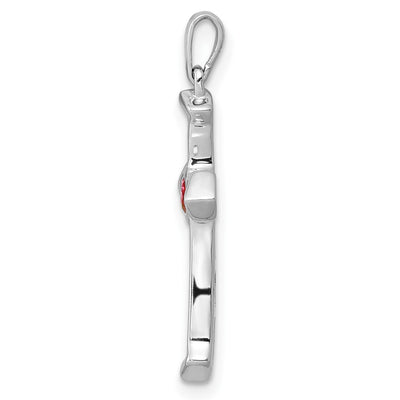 14K White Gold Ruby and Diamond Heart Cross Pendant