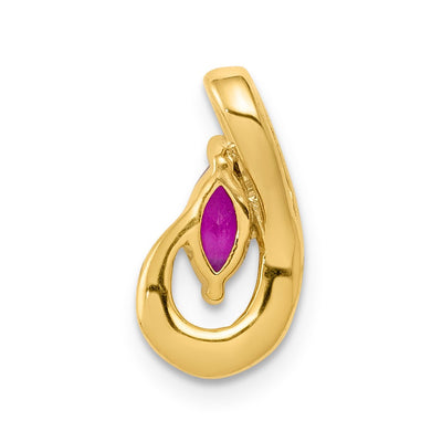 14K Diamond and .28 Marquise Ruby Teardrop Chain Slide