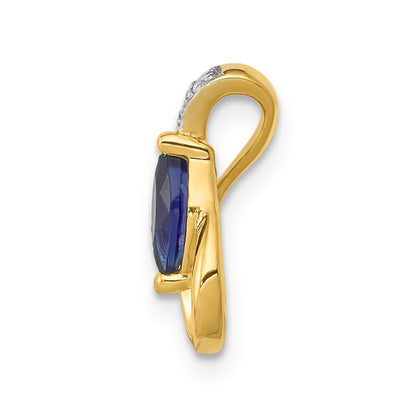 14K Diamond and .28 Marquise Sapphire Teardrop Chain Slide