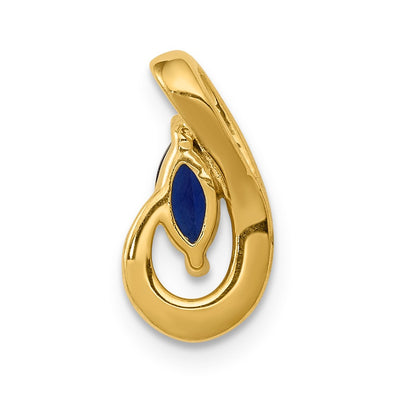 14K Diamond and .28 Marquise Sapphire Teardrop Chain Slide