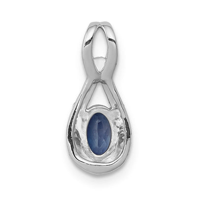 14K White Gold Diamond and Oval Sapphire Teardrop Halo Pendant