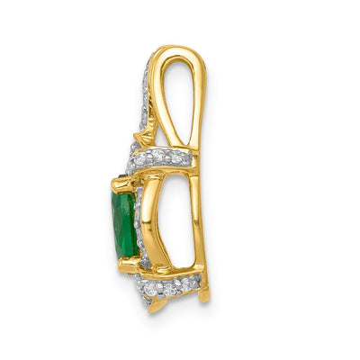 14K Diamond and Oval Emerald Fancy Vintage Pendant
