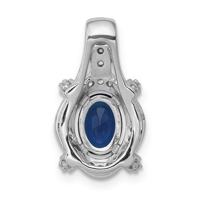 14K White Gold Diamond and Oval Sapphire Fancy Vintage Pendant