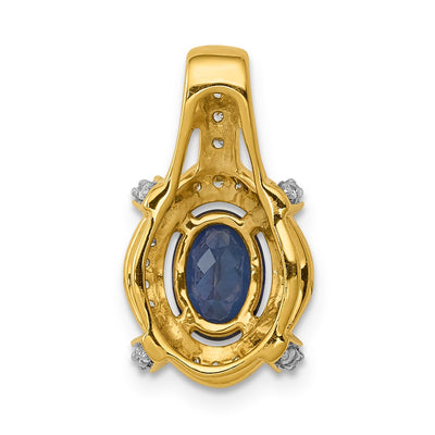 14K Diamond and Oval Sapphire Fancy Vintage Pendant