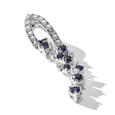 14K White Gold 1/5 carat Diamond and .36 Sapphire Slide Fits up to Regular/ Fancy or Reversible Omega