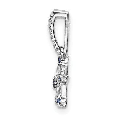 14K White Gold Blue Sapphire and Diamond Star Pendant