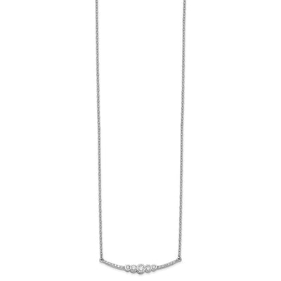 14K White Gold 1/5 carat Diamond Bezel-set Curved Bar Necklace