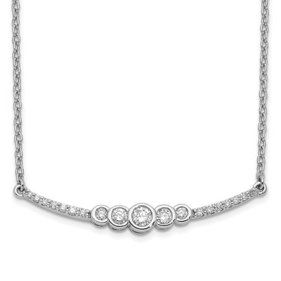 14K White Gold 1/5 carat Diamond Bezel-set Curved Bar Necklace