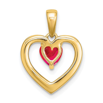 14K Ruby and Diamond Heart Pendant, 19.3 x 13.4mm