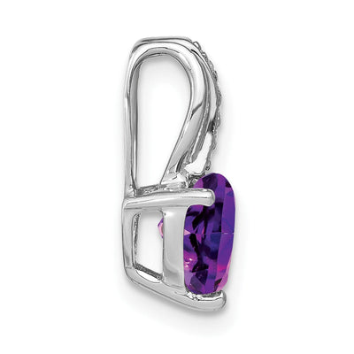 14K White Gold Heart Amethyst and Diamond Pendant, 15.45 x 7.75mm