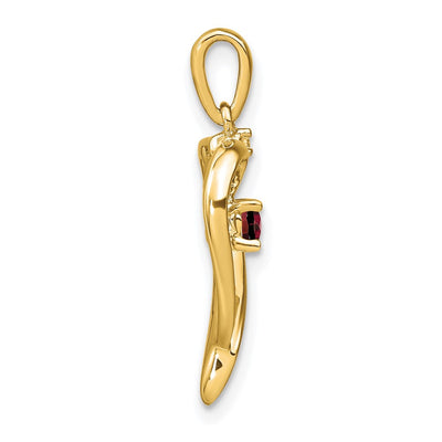 14K Garnet and Diamond Heart Pendant, 25 x 16.1mm